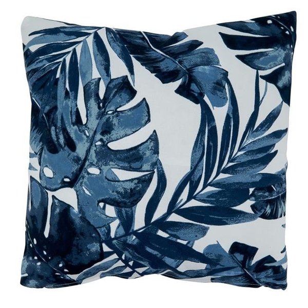 Saro Lifestyle SARO 1931.NB17SP 17 in. Square Blue Tropical Leaf Outdoor Pillow 1931.NB17SP
